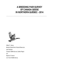 A BREEDING PAIR SURVEY OF CANADA GEESE IN NORTHERN QUEBEC[removed]