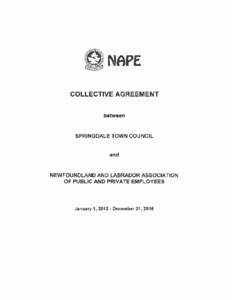 NAPE COLLECTIVE AGREEMENT between SPRINGDALE TOWN COUNCIL