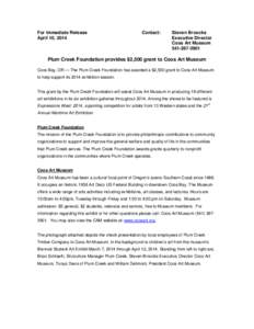 Microsoft Word - Plum Creek Foundation pr.doc