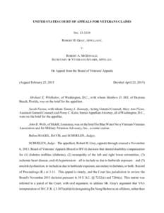 UNITED STATES COURT OF APPEALS FOR VETERANS CLAIMS  NOROBERT H. GRAY, APPELLANT, V.