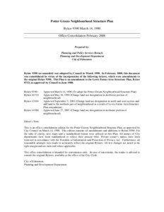 Potter Greens Neighbourhood Structure Plan Bylaw 9390 March 14, 1990 Office Consolidation February 2008