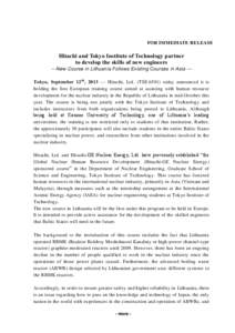 FOR IMMEDIATE RELEASE  Hitachi and Tokyo Institute of Technology partner