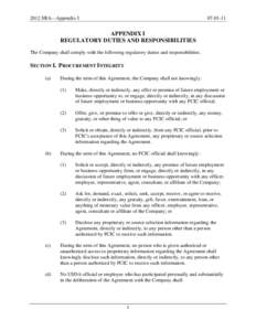 2012 SRA—Appendix I[removed]APPENDIX I REGULATORY DUTIES AND RESPONSIBILITIES