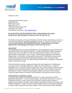 October 29, 2014 Environmental Protection Agency OSWER Docket EPA Docket Center Mail Code 2822-1T 1200 Pennsylvania Avenue NW