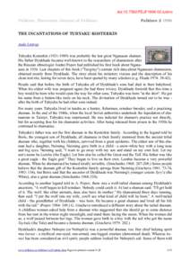 doi:[removed]FEJF1996.02.tubinc Folklore. Electronic Journal of Folklore Folklore[removed]THE INCANTATIONS OF TUBYAKU KOSTERKIN