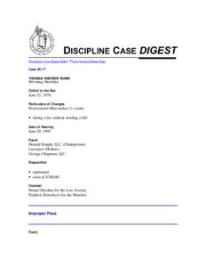 Discipline Case Digest Index  Law Society Home Page Case[removed]THOMAS ANDREW BUNN