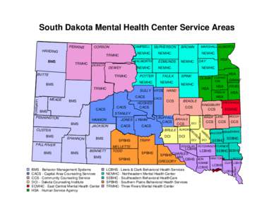 South Dakota Mental Health Center Service Areas PERKINS CAMPBELL  CORSON