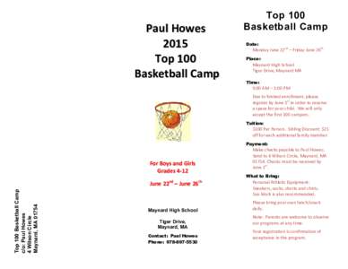 Paul Howes 2015 Top 100 Basketball Camp  Top 100