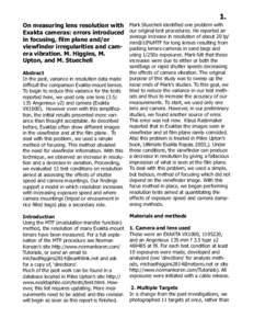 1. On measuring lens resolution with Exakta cameras: errors introduced