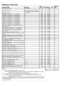 Publication Order Form  Unit Cost  Publication/Product