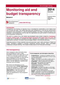 Aid and budget training  Monitoring aid and budget transparency  2014