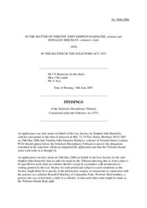 No[removed]IN THE MATTER OF TIMOTHY JOHN SIMPSON HARDACRE, solicitor and RONALD E BRICKLEY, solicitor‟s clerk - AND IN THE MATTER OF THE SOLICITORS ACT 1974