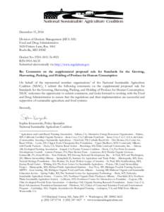 December 15, 2014 Division of Dockets Management (HFA-305) Food and Drug Administration 5630 Fishers Lane, Rm[removed]Rockville, MD[removed]Docket No. FDA-2011-N-0921