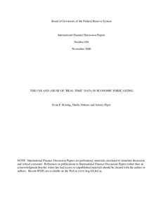 Board of Governors of the Federal Reserve System  International Finance Discussion Papers Number 684 November 2000