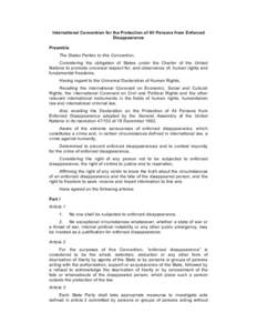 Human rights instruments / Forced disappearance / Human rights abuses / International Convention for the Protection of All Persons from Enforced Disappearance / Crimes against humanity / Counter-terrorism / Criminal Law (Temporary Provisions) Act / Universal Declaration of Human Rights / Freedom of information legislation / Law / Crime / Criminal law