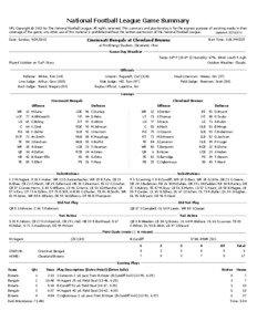 National Football League Game Summary NFL Copyright © 2013 by The National Football League. All rights reserved. This summary and play-by-play is for the express purpose of assisting media in their coverage of the game; any other use of this material is prohibited without the written permission of the National Football League.