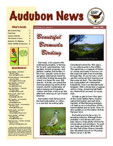 Audubon News What’s Inside Volume 12, Issue 7	  Bermuda Birding