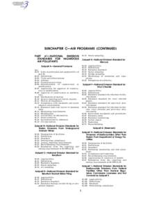 SUBCHAPTER C—AIR PROGRAMS (CONTINUED[removed]PART 61—NATIONAL EMISSION STANDARDS FOR HAZARDOUS AIR POLLUTANTS