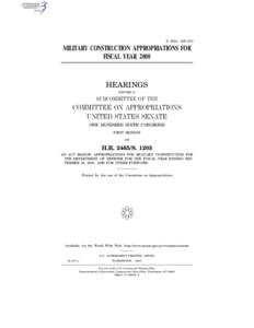 S. HRG. 106–273  MILITARY CONSTRUCTION APPROPRIATIONS FOR FISCAL YEAR[removed]HEARINGS