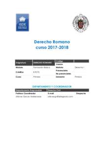 Derecho Romano cursoAsignatura  DERECHO ROMANO