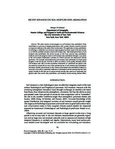 RECENT ADVANCES ON SOIL MOISTURE DATA ASSIMILATION  Wenge Ni-Meister Department of Geography Hunter College and Program in Earth and Environmental Sciences The City University of New York