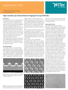 application note Lise-Meitner-Straße 6, DUlm, Germany Tel. +700, Fax. +70200 www.witec.de,   High-resolution 3D Confocal Raman Imaging for Group III Nitrides