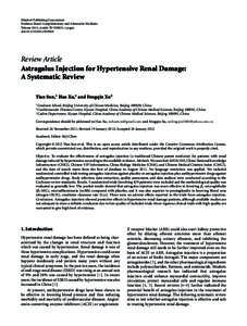 Astragalus Injection for Hypertensive Renal Damage A Systematic Review