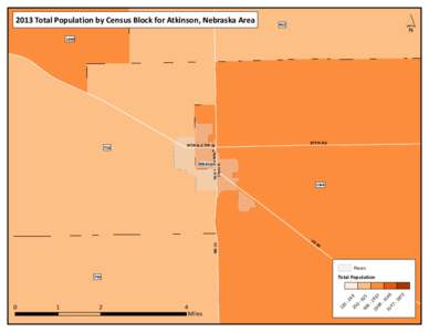 2013 Total Population by Census Block for Atkinson, Nebraska Area  ´ 462