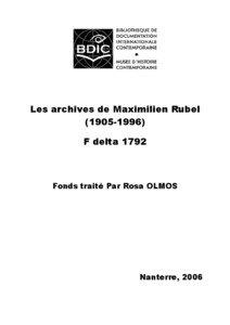 Les archives de Maximilien Rubel[removed]F delta 1792