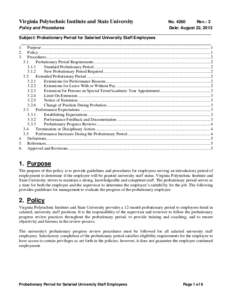 Virginia Polytechnic Institute and State University  NoRev.: 3 Policy and Procedures Date: August 22, 2013