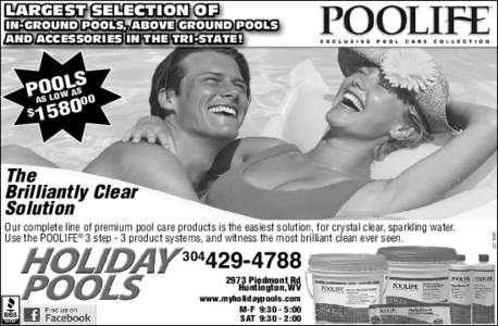 LARGEST SELECTION OF  IN-GROUND POOLS, ABOVE GROUND POOLS AND ACCESSORIES IN THE TRI-STATE!  LAS