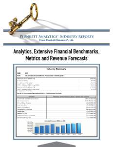 Plunkett Analytics™ Industry Reports From Plunkett Research®, Ltd. Analytics, Extensive Financial Benchmarks, Metrics and Revenue Forecasts