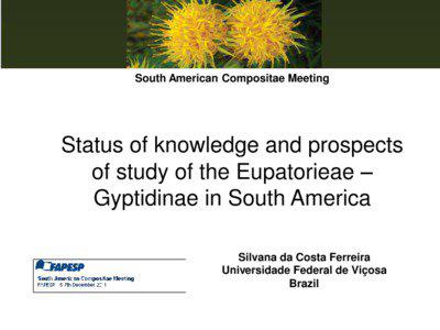 South American Compositae Meeting  Status of knowledge and prospects