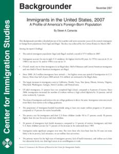 Backgrounder  Center for Immigration Studies November 2007
