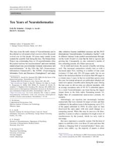 Neuroinform:329–330 DOIs12021EDITORIAL  Ten Years of Neuroinformatics