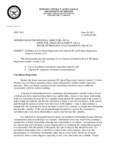 DEFENSE CONTRACT AUDIT AGENCY DEPARTMENT OF DEFENSE 8725 JOHN J. KINGMAN ROAD, SUITE 2135 FORT BELVOIR, VA[removed]IN REPLY REFER TO