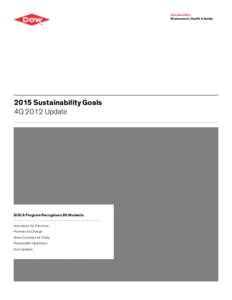 Sustainability Environment, Health & Safety 2015 Sustainability Goals 4Q 2012 Update