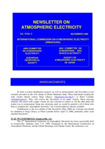 NEWSLETTER ON ATMOSPHERIC ELECTRICITY Vol. 10 No. 2 NOVEMBER 1999