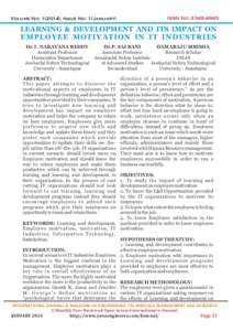 Volume No: 1(2014), Issue No: 1(January)  ISSN No: LEARNING & DEVELOPMENT AND ITS IMPACT ON EMPLOYEE MOTIVATION IN IT INDUSTRIES