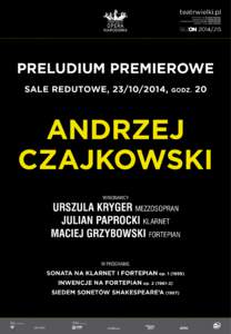 teatrwielki.pl DYREKTOR NACZELNY WALDEMAR DĄBROWSKI DYREKTOR ARTYSTYCZNY MARIUSZ TRELIŃSKI DYREKTOR POLSKIEGO BALETU NARODOWEGO KRZYSZTOF PASTOR DYREKTOR MUZYCZNY Andriy Yurkevych