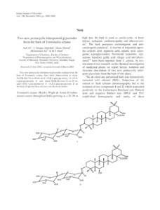 Indian Journal of Chemistry Vol. 42B, November 2003, pp[removed]Note high tree. Its bark is used as cardio-tonic, in heart failure, ischaemic cardiomyopathy and atherosclerosis I. The bark possesses antimutagenic and 