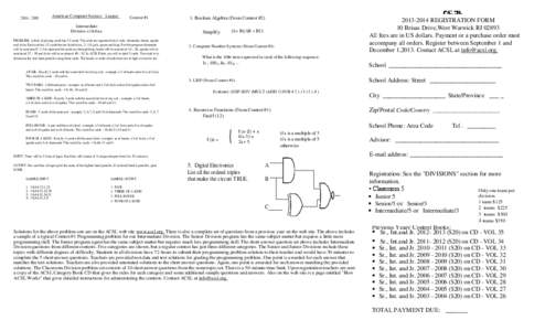 [removed]American Computer Science League ACSL Contest #1