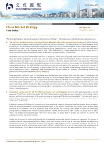 24 OctoberChina Market Strategy Hao Hong, CFA