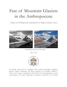 Fate of Mountain Glaciers in the Anthropocene A Report by the Working Group Commissioned by the Pontifical Academy of Sciences 1921