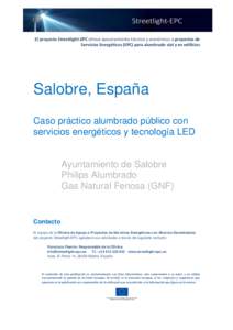 El proyecto Streetlight-EPC ofrece asesoramiento técnico y económico a proyectos de Servicios Energéticos (EPC) para alumbrado vial y en edificios Salobre, España Caso práctico alumbrado público con servicios energ