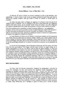 TEL CHIEN, TEL TEXTE (Octave Mirbeau : Dingo, et Tibor Déry : Niki) Au début du 20e siècle en France un écrivain vieillissant, de plus en plus désabusé, voire