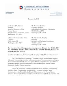 February 25, 2014  Mr. Robert deV. Frierson Secretary Board of Governors of the Federal Reserve