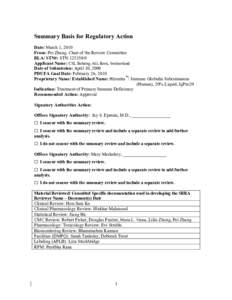 Summary Basis for Regulatory Action Template v 2