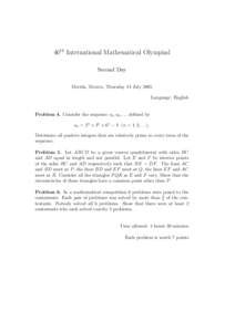 46th International Mathematical Olympiad Second Day Merida, Mexico, Thursday 14 July 2005