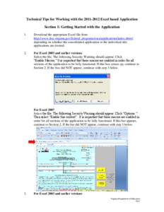 Tips and Tricks for Working with the[removed]Excel based Application